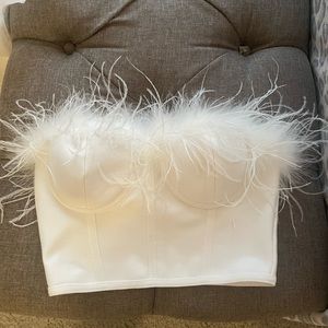 White feather bustier top